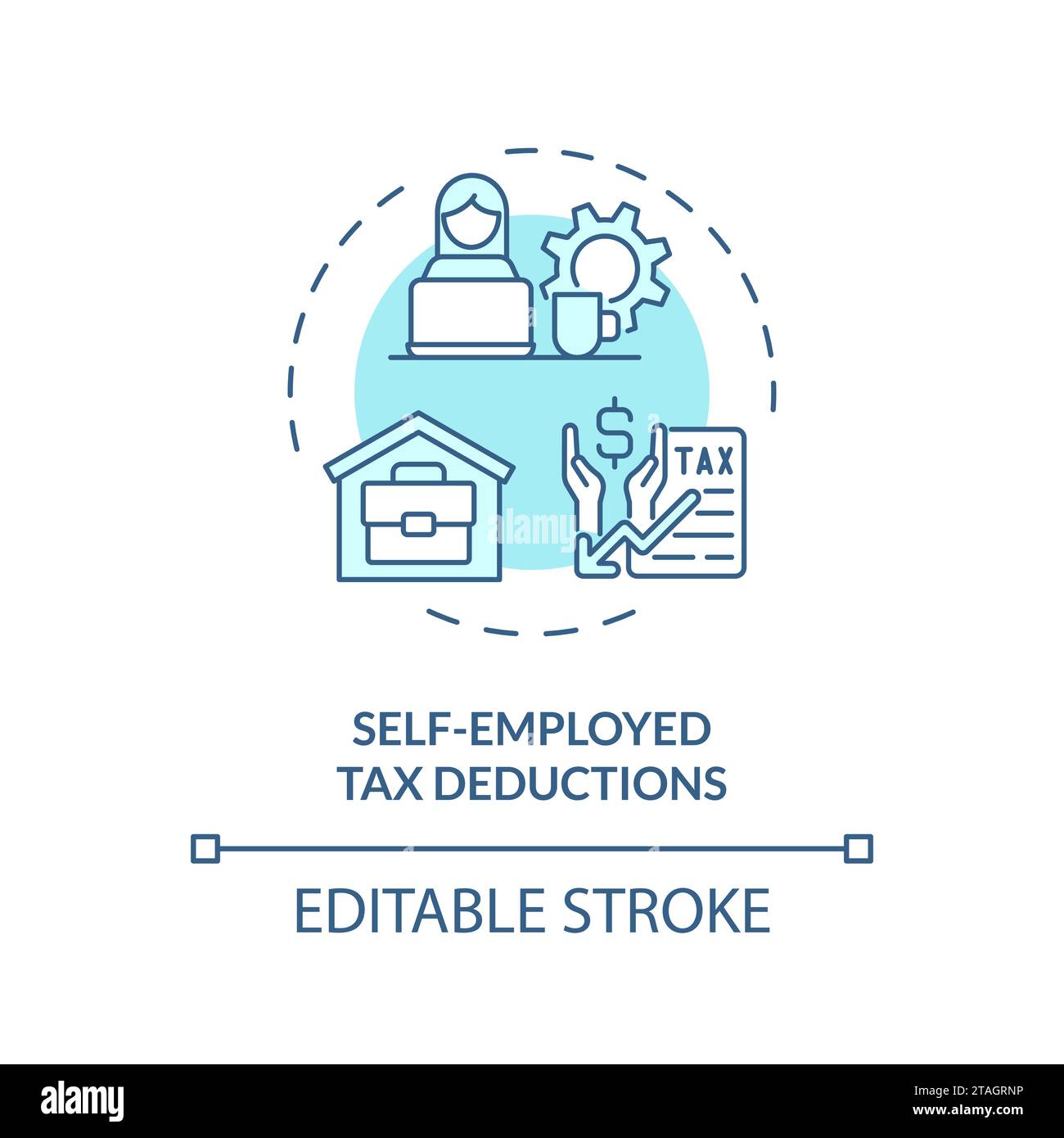 Self-employed tax deduction soft blue concept icon Stock Vector