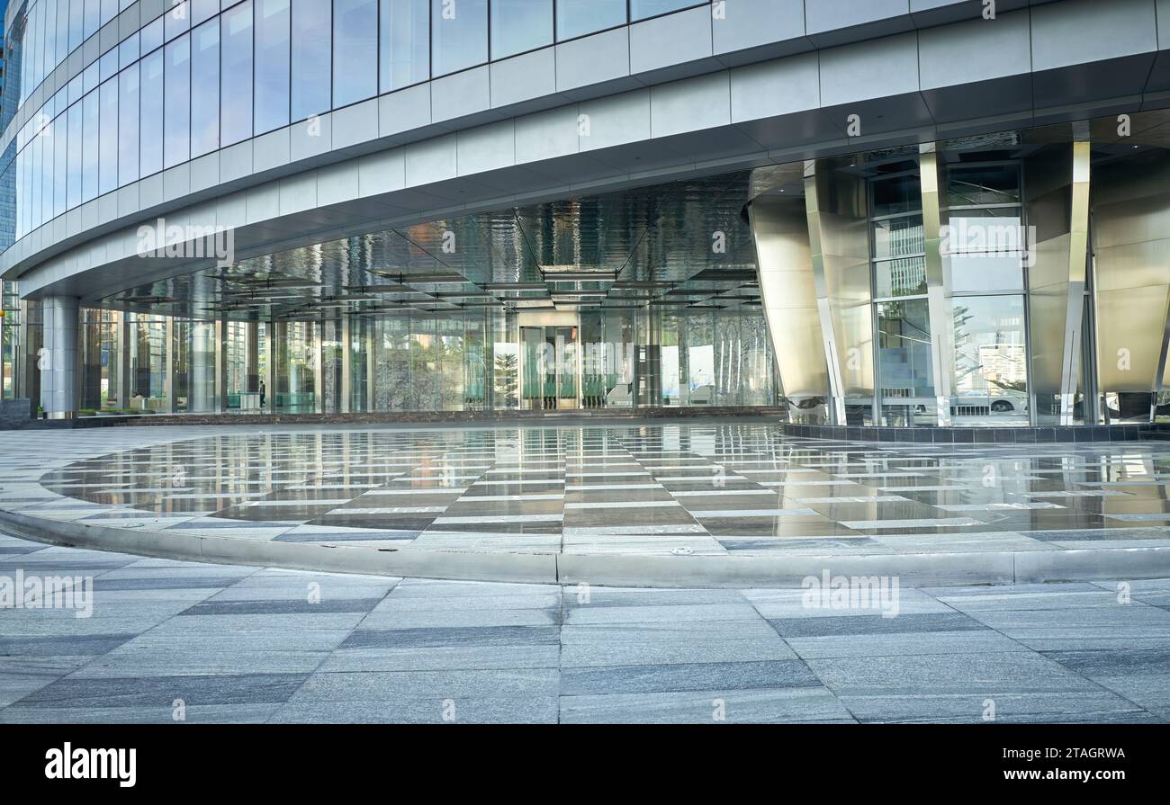 Modern glass wall commercial buildings exterior Stock Photo