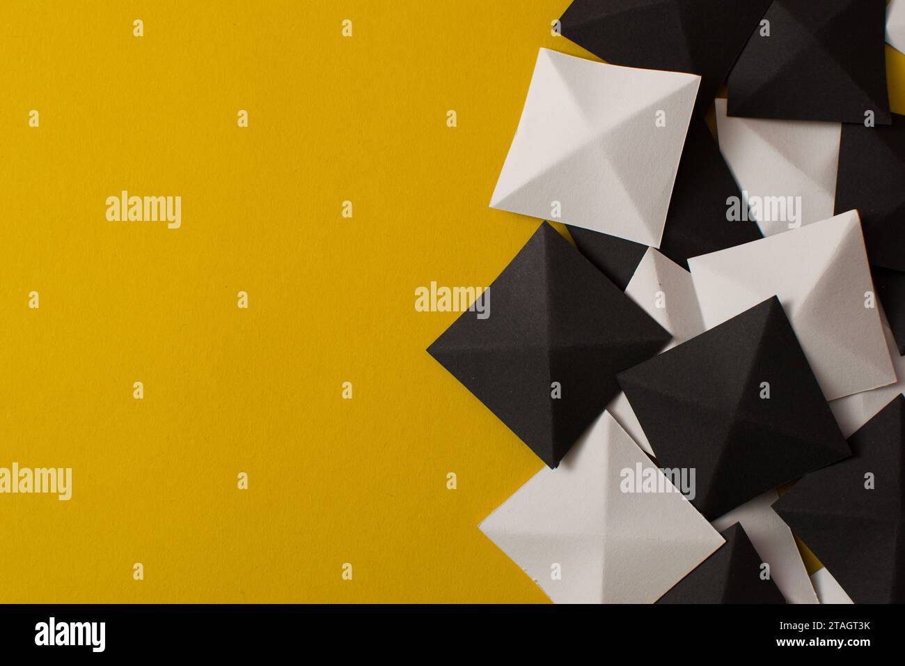 Black and white geometric 3d shapes on yellow background Stock Photo ...