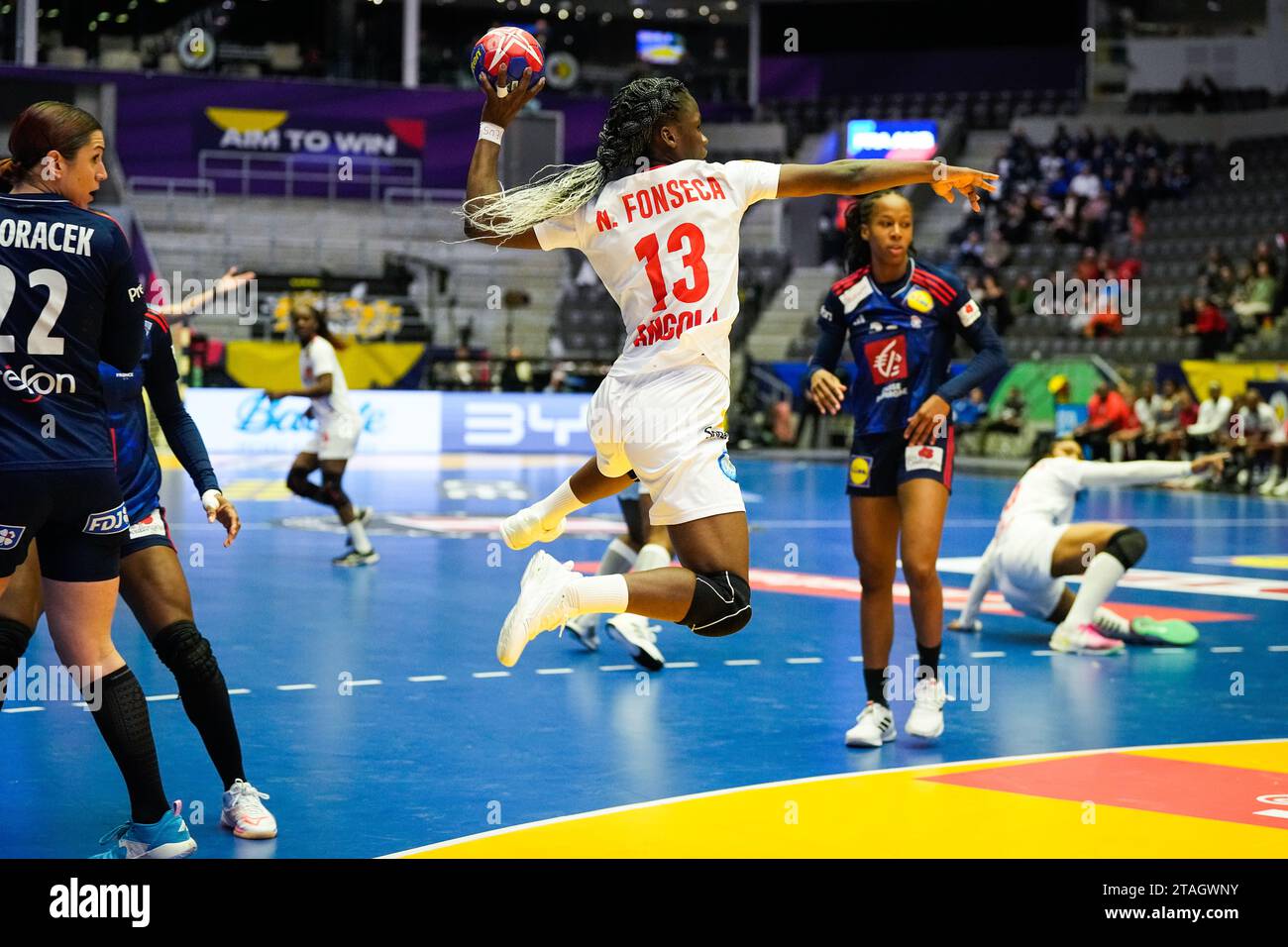 Stavanger 20231130.Angola's Natália Fonseca during the World Championship group stage match between France and Angola in the DNB Arena. Photo: Beate Oma Dahle / NTB Stock Photo