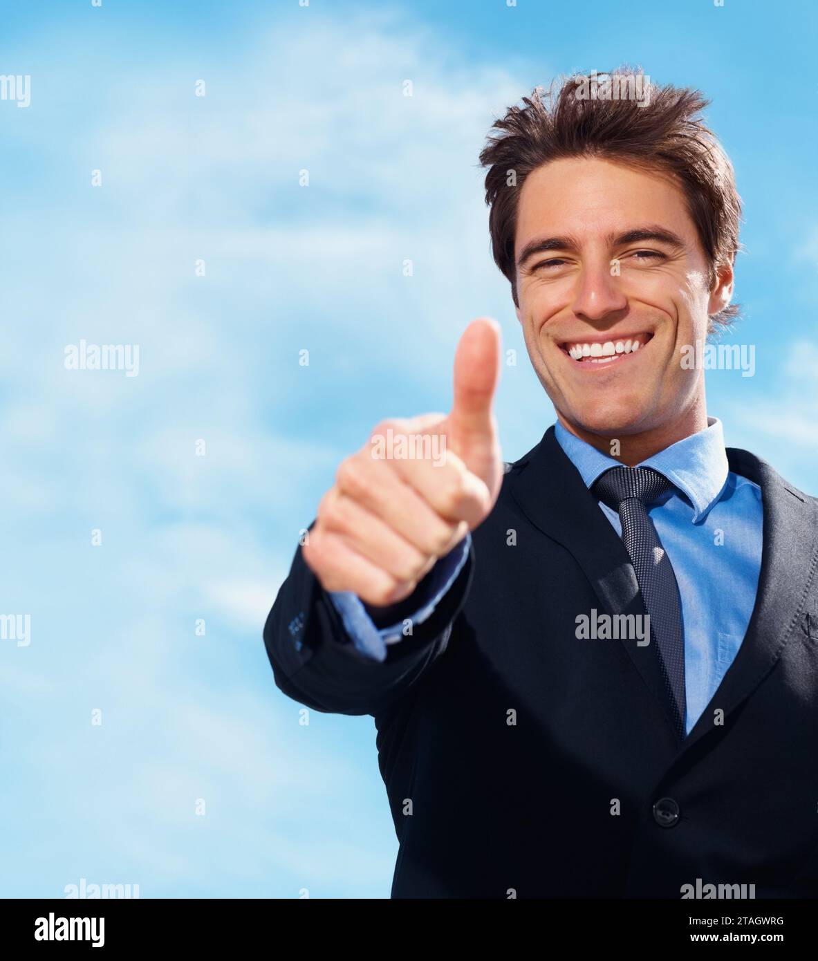 Business man, thumbs up and portrait for success, support or like emoji