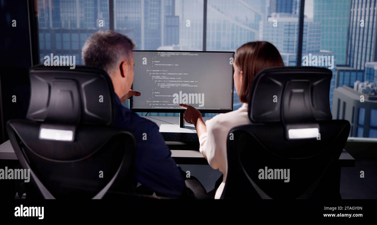 Man Using Computer: Programmer Software Developer Working Stock Photo ...
