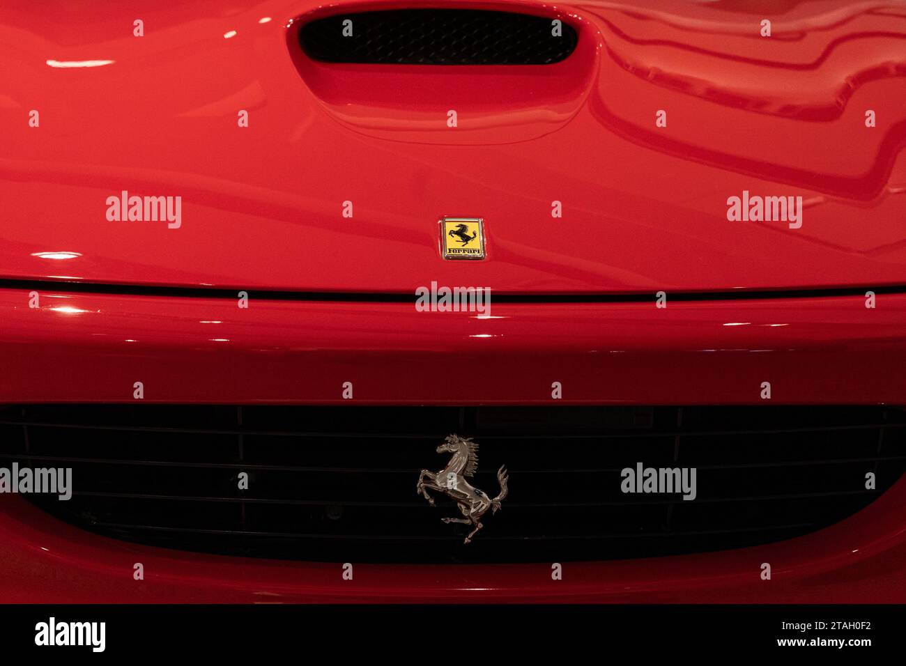 2002 Ferrari 575M Maranello car seen during Sotheby's luxury sales press preview at auction house in New York on November 30, 2023 Stock Photo