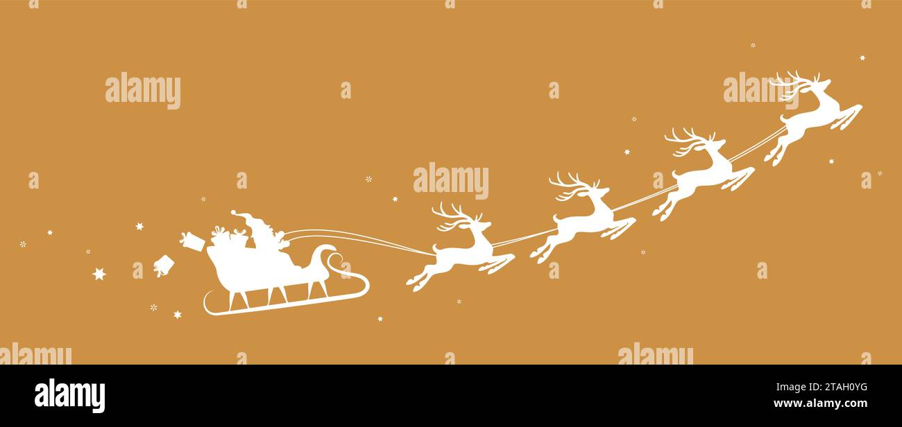 eps vector illustration with silhouette of white Santa Claus with sled ...