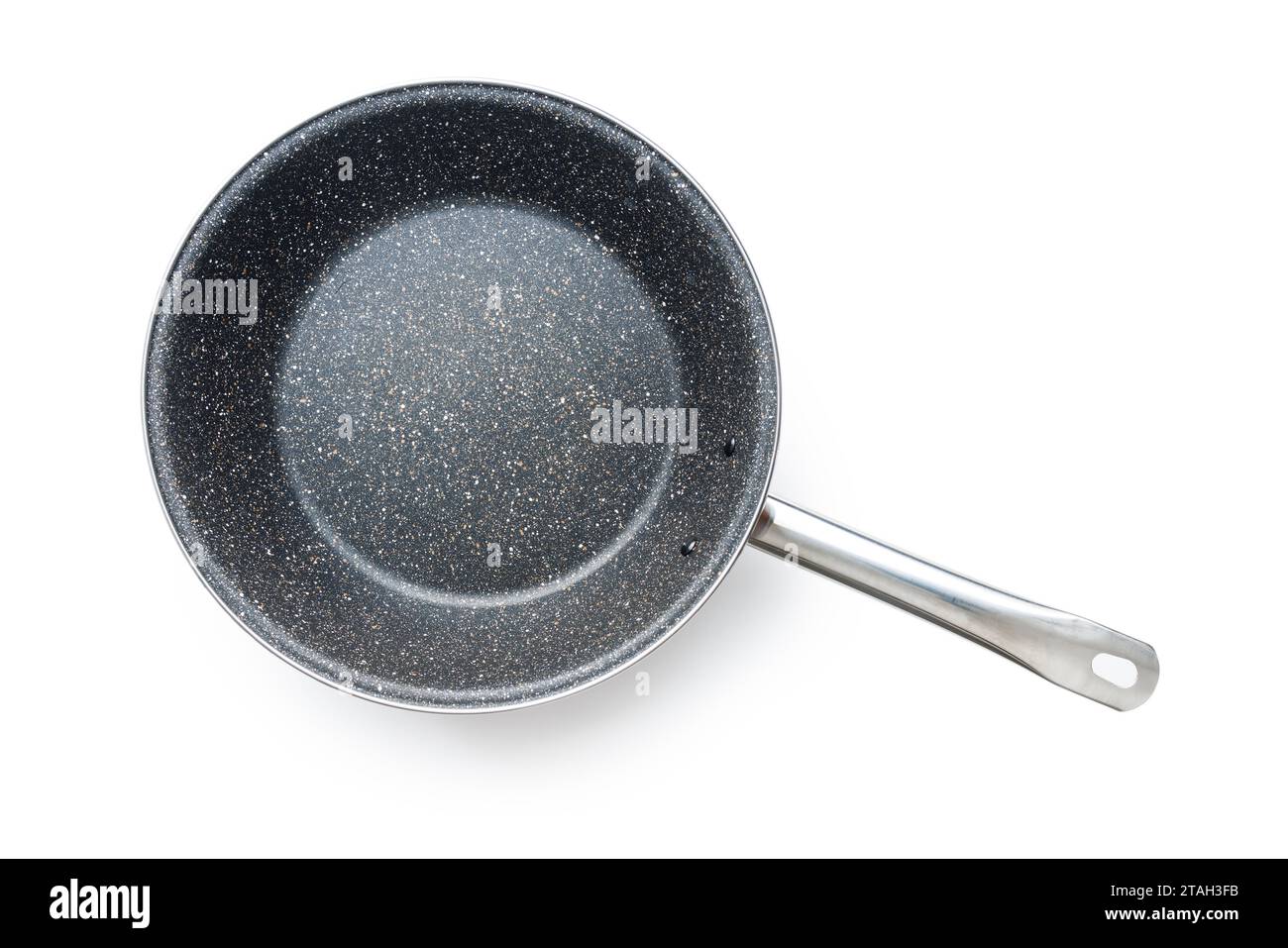 Empty clean frying pan isolated on the white background. Stock Photo