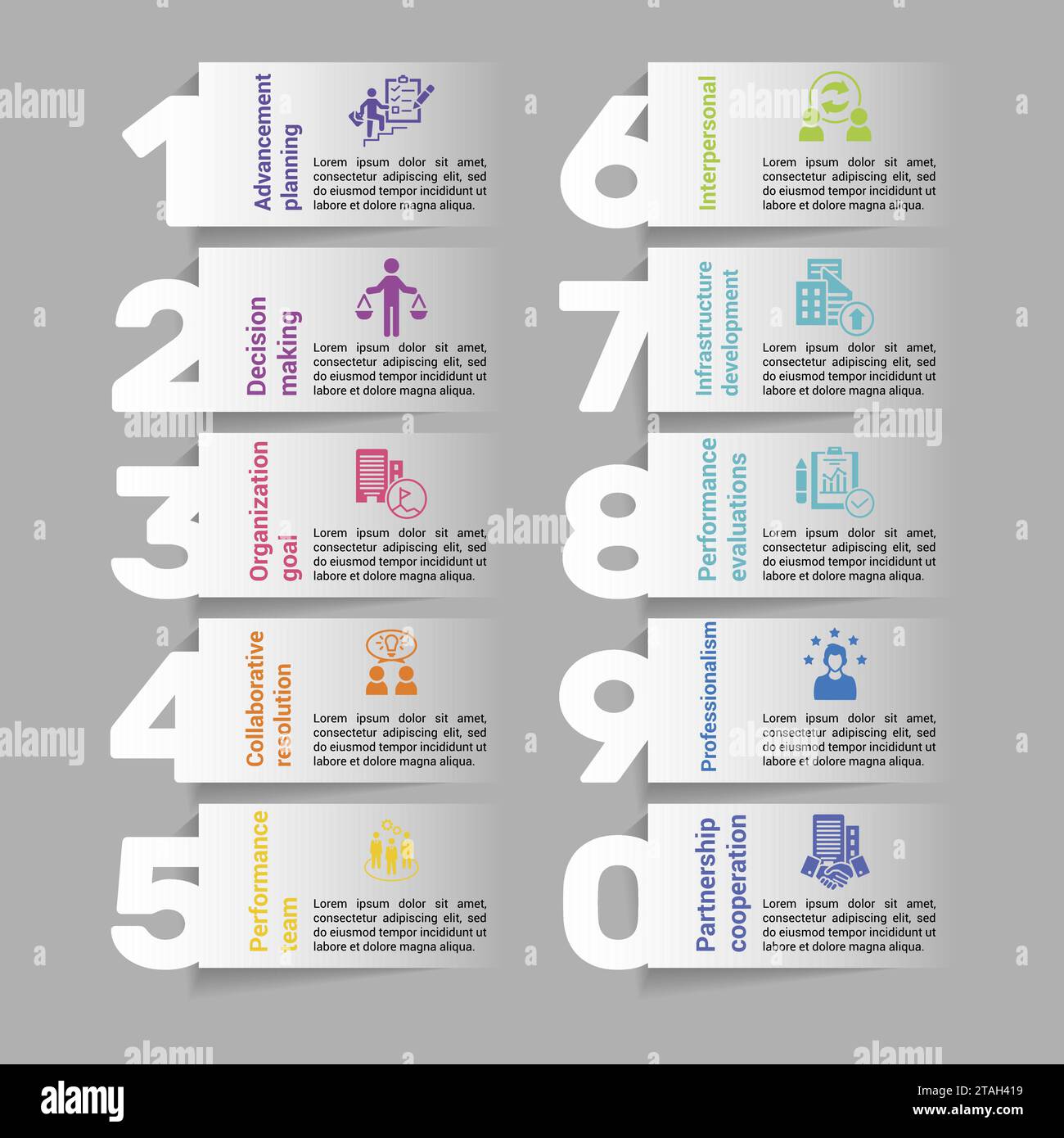 Infographics with Corporative Development theme icons, 10 steps. Such ...
