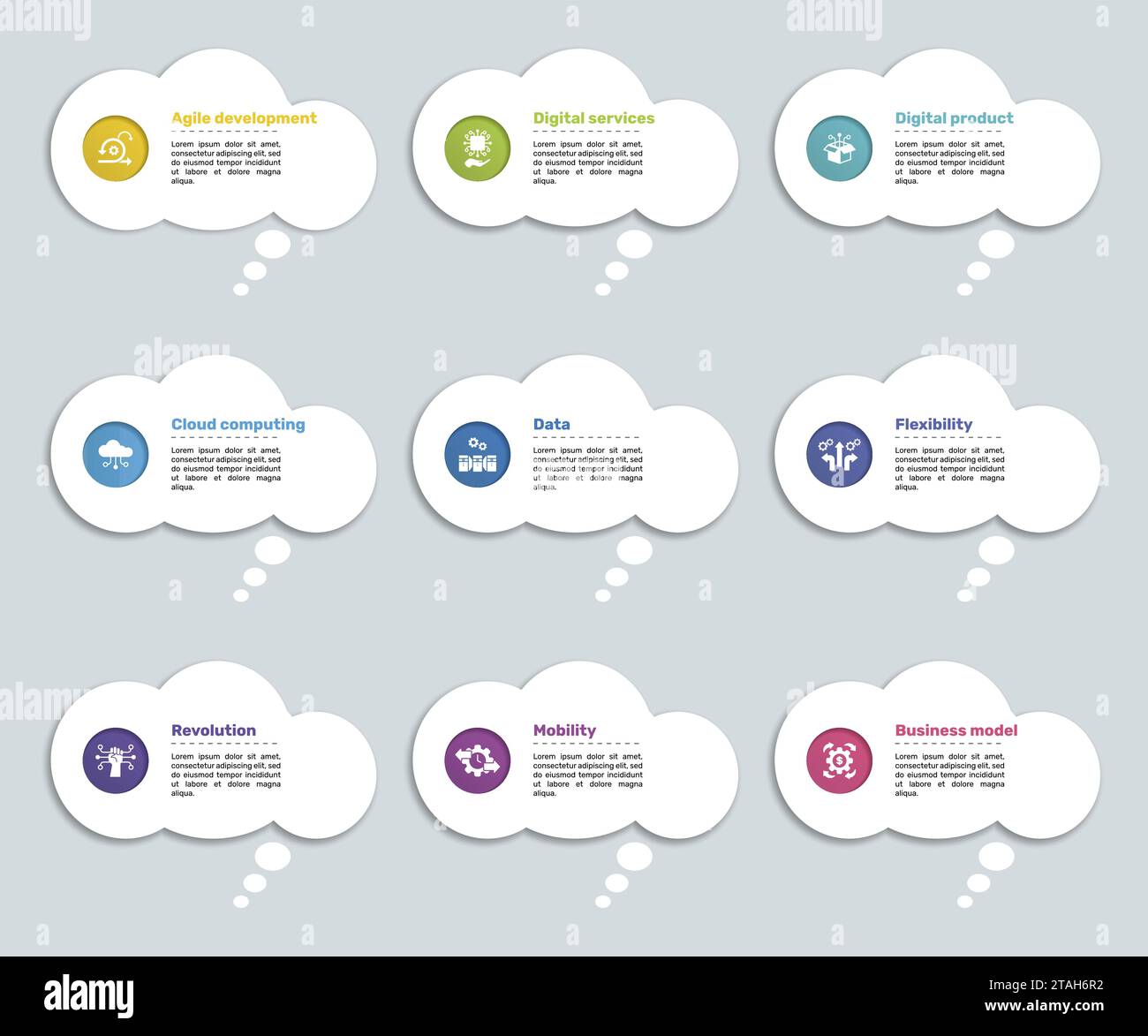 Infographics with Amusment Park theme icons, 10 steps. Such as focus ...