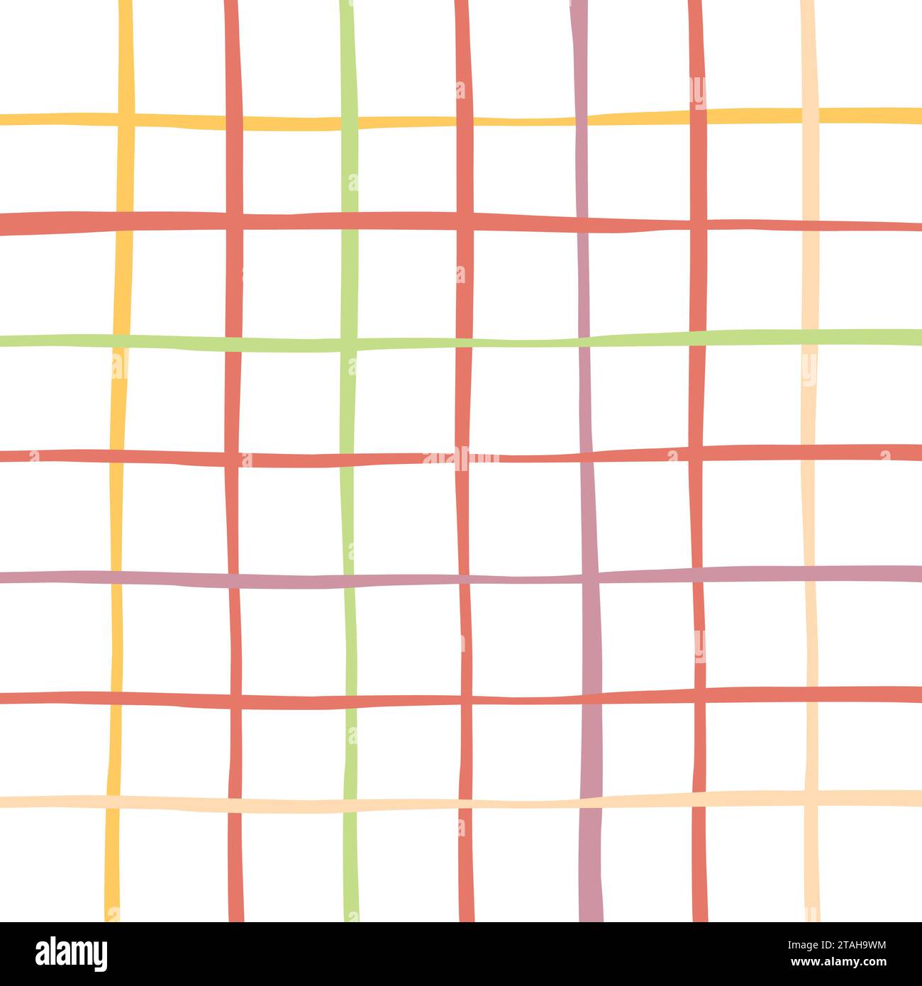 Doodle Gingham Check Plaid Vector Pattern. Vertical and horizontal hand ...