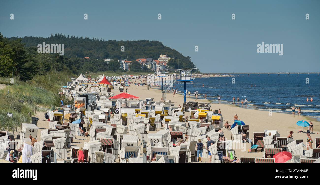 Ostsee, Strand, Strandkörbe, Heringsdorf, Usedom, Mecklenburg-Vorpommern, Deutschland Stock Photo