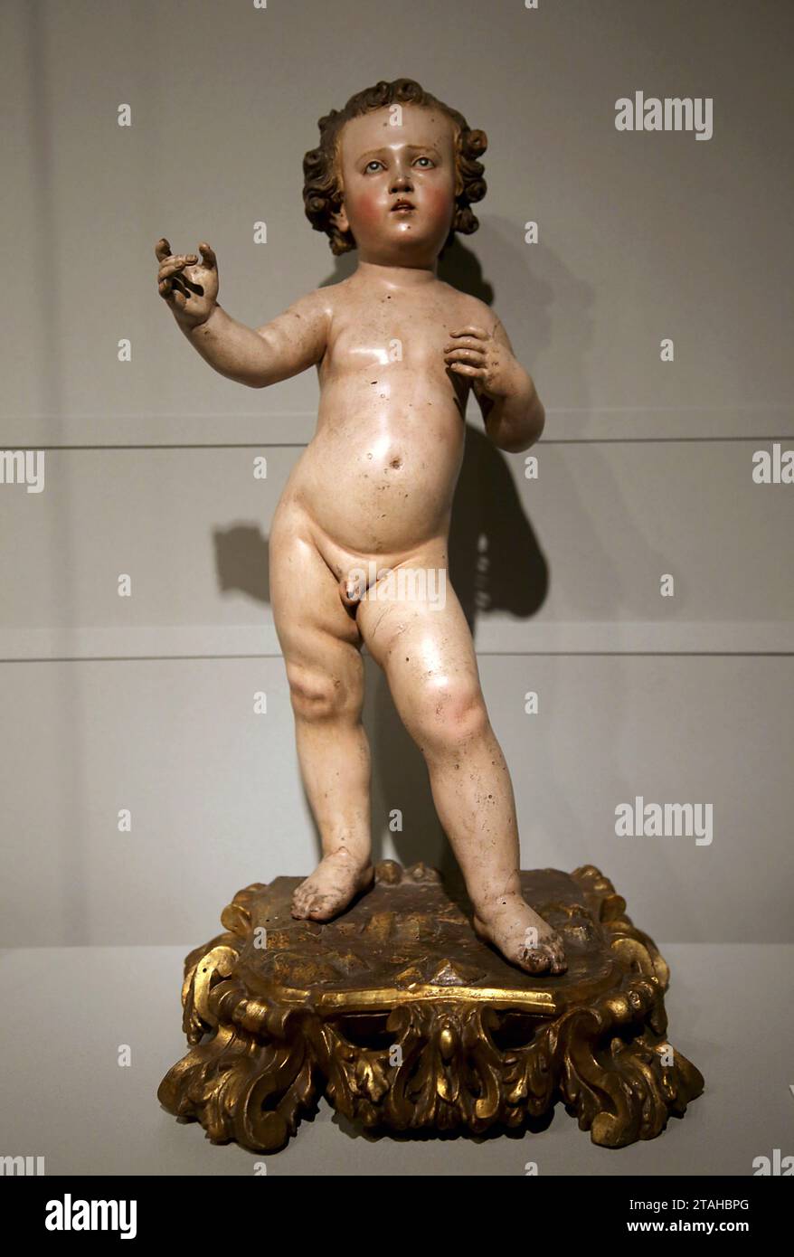 Child Jesus (c. 1750-1770) Carved and polychromed wood. Francisco Salzillo ( 1707-1783). Baroque period sculptor. Museu Marés, Barcelona. Stock Photo