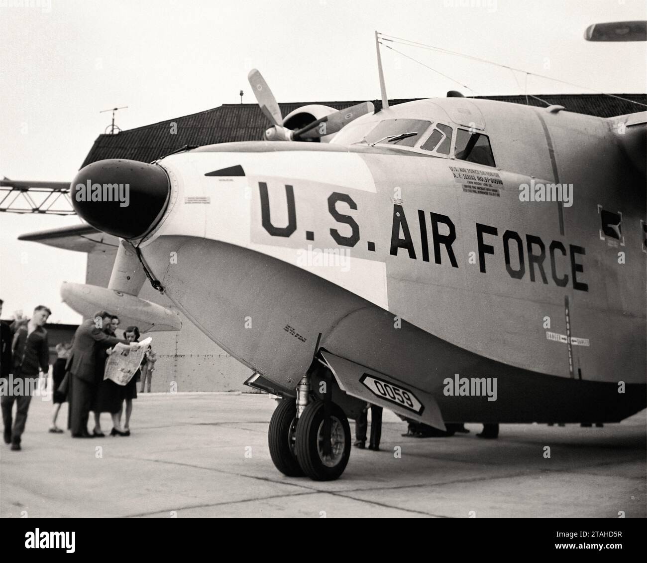 Airplane - Grumman SA-16B Albatross from the 67 ARRS USAF at Prestwick Stock Photo
