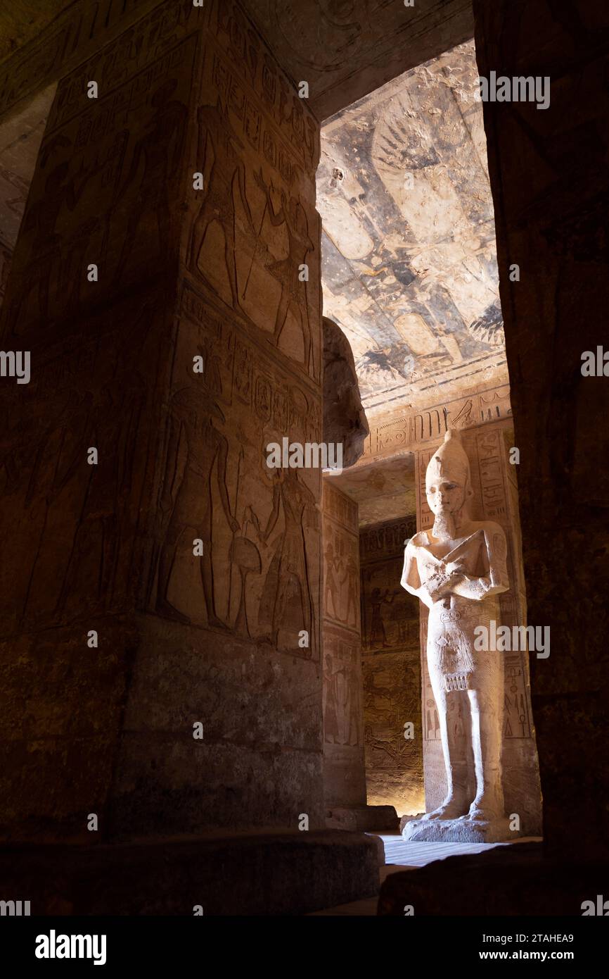 Statue of Ramesses pharao inside a temple of Abu Simbel Stock Photo Alamy