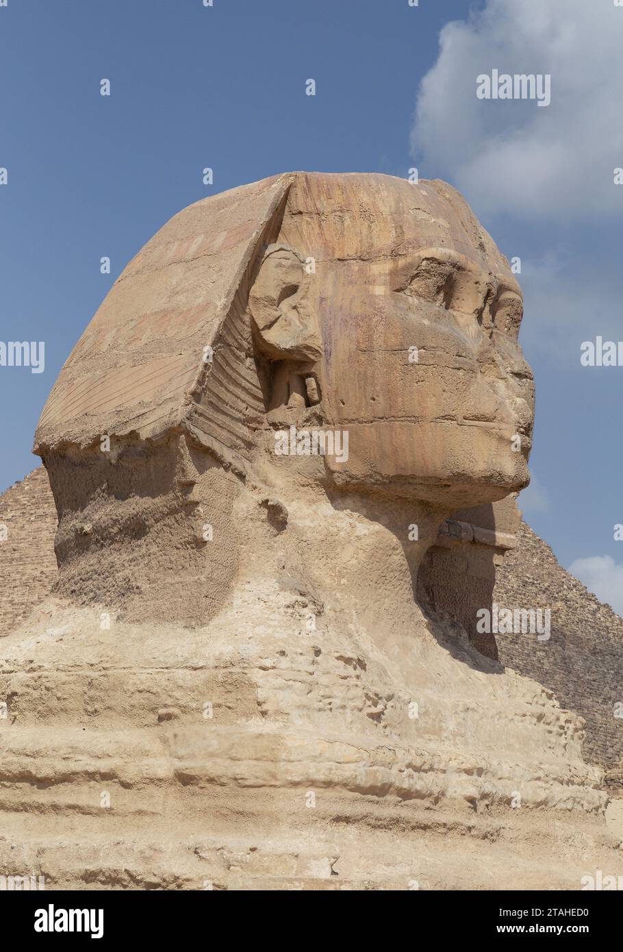 Zoom of the Sphinx's of Gyza head, Egypt Stock Photo