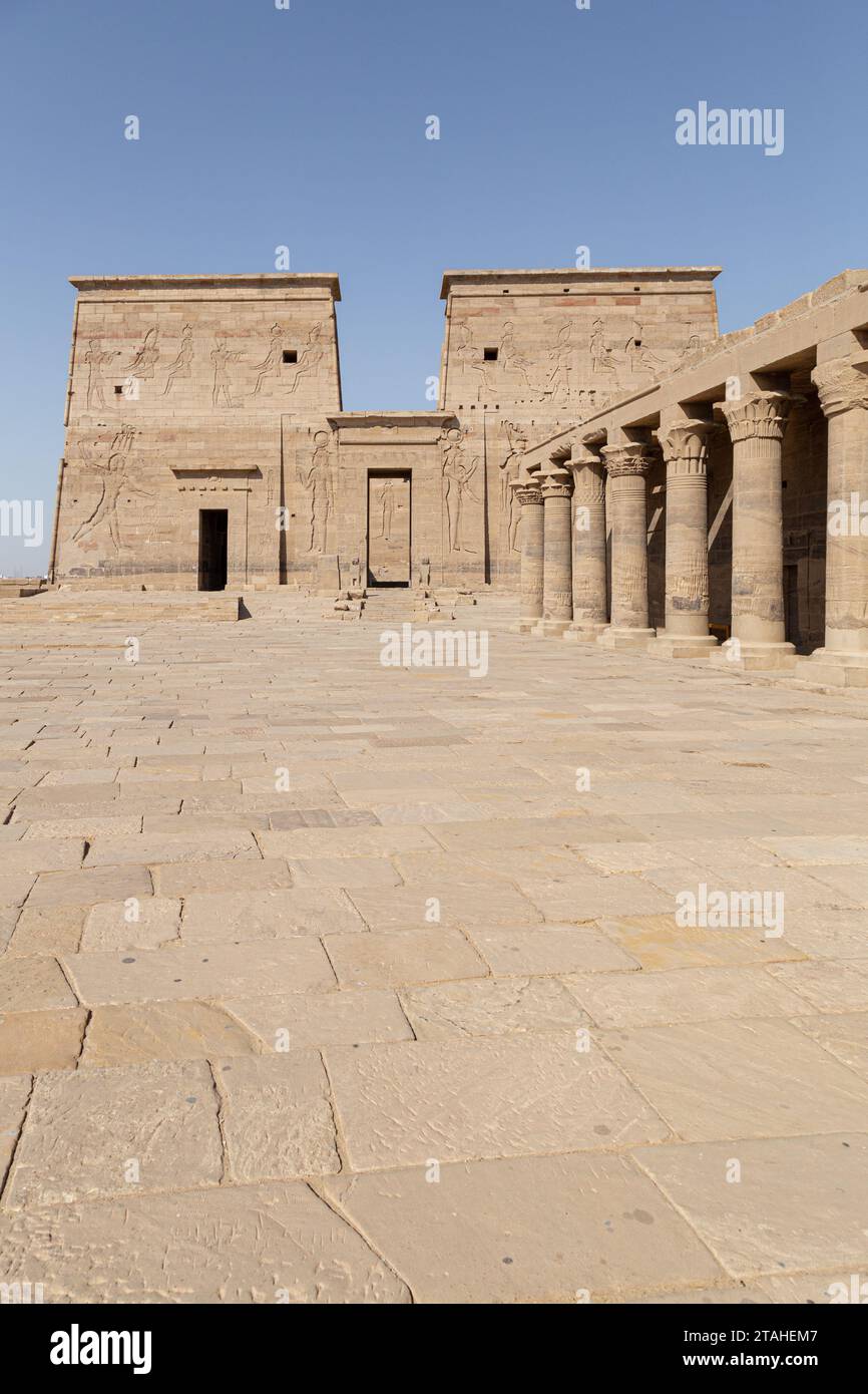 Ancient Philae temple with no people, Aswan Stock Photo