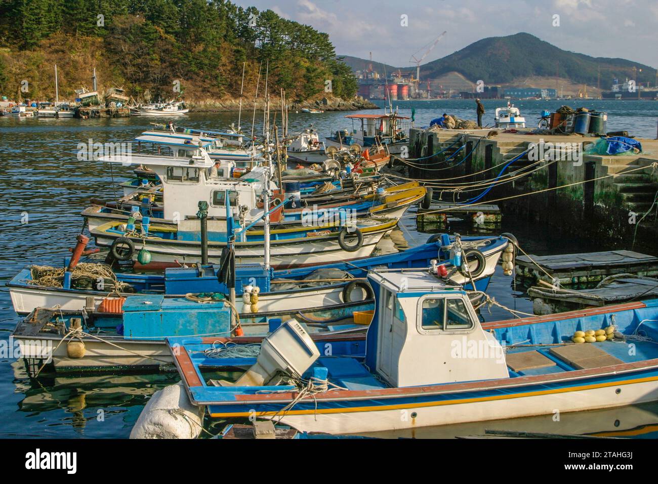 Fishing boats in Okpo, South Korea Stock Photo