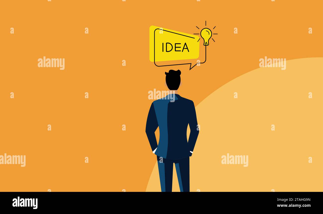 businessman looking up at idea. Stock Vector