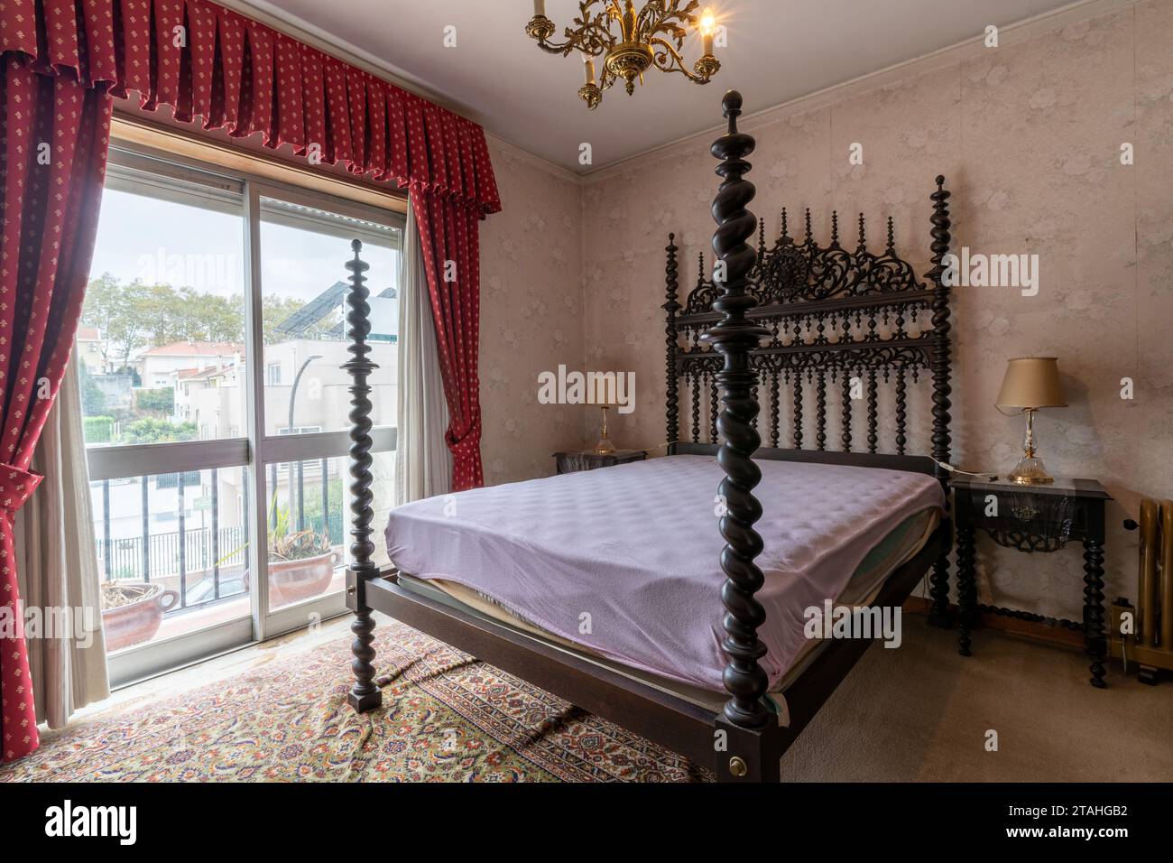Antique Portuguese Colonial Double Bed Stock Photo Alamy