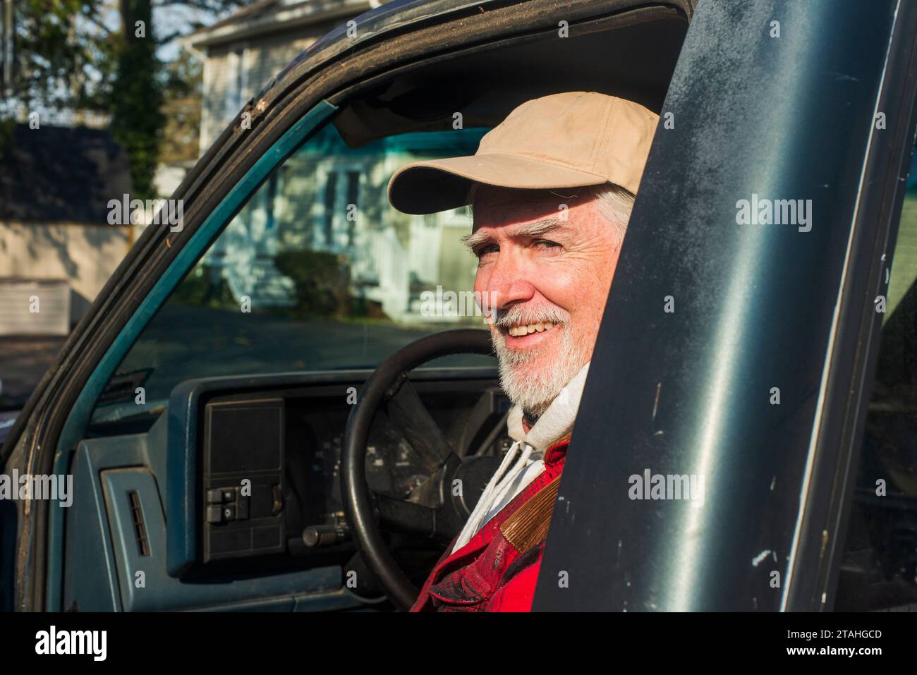 White Rural Guy Senior Rural guy drives old truck Stock Photo - Alamy