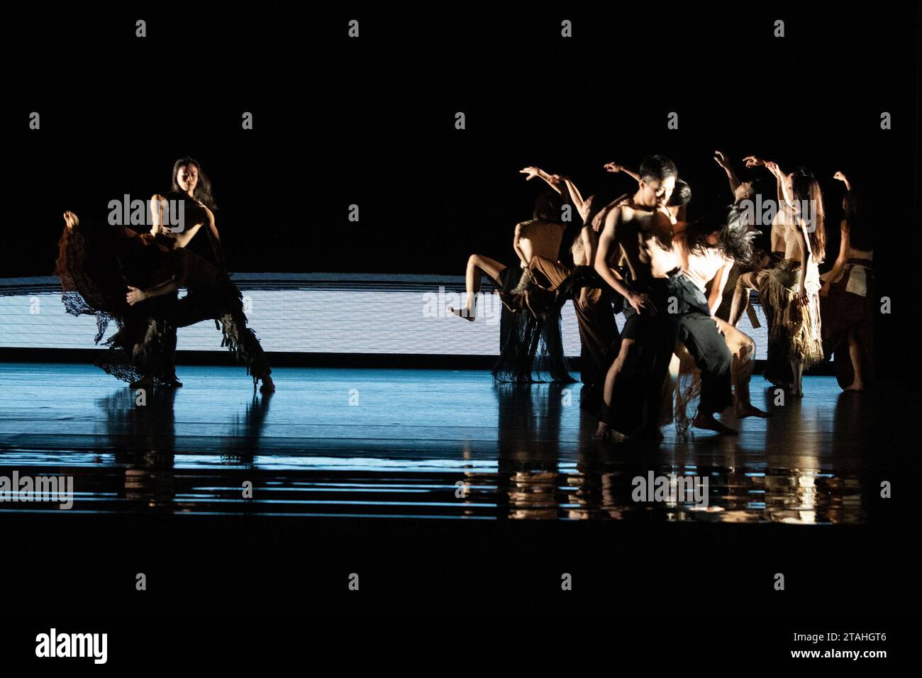 Cloud Gate Dance Theatre of Taiwan in performance of 'Lunar Halo' at Sadler's Wells, choreographed by Cheng Tsung-lung in collaboration with Sigur Rós, on 29 November 2023 © Chantal Guevara, all rights reserved Stock Photo