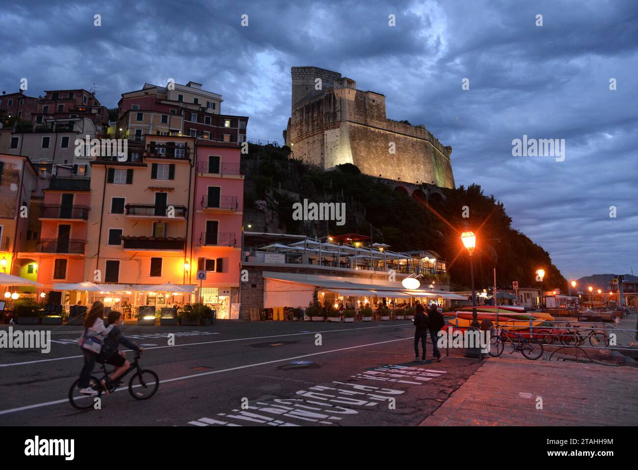 LERICI, ITALY - JUNE 15, 2016: Lerici at nighte, Five lands, Cinque Terre, Ligury, Italy Stock Photo