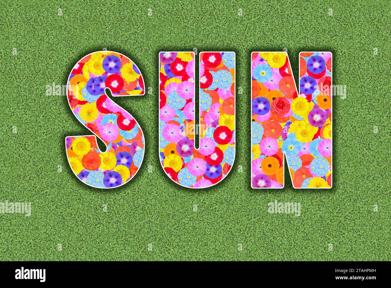 word sun as symbol for clean solar energy Stock Photo - Alamy