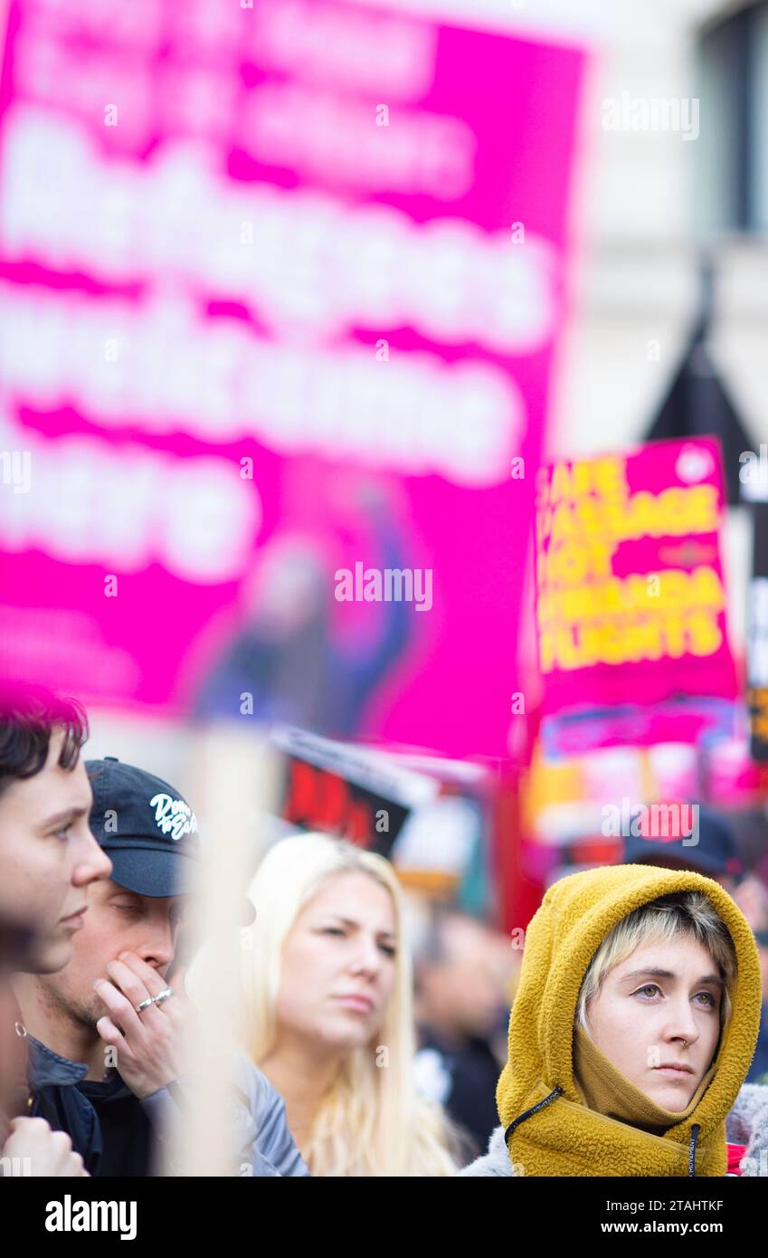 People gather during a demonstration against racism outside the BBC Broadcasting House in London. Stock Photo
