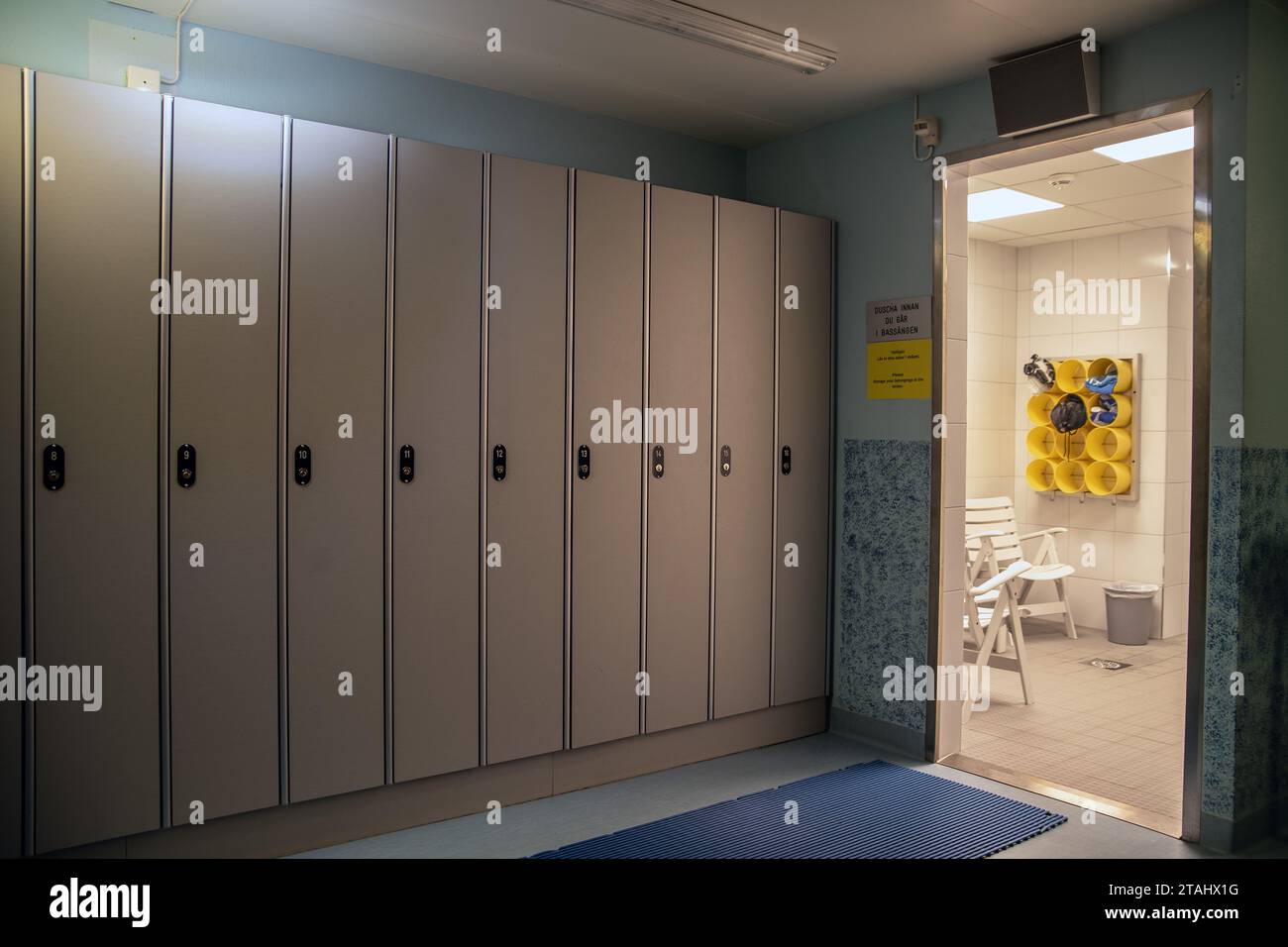 changing room at the sport hall, Flen Sweden Stock Photo