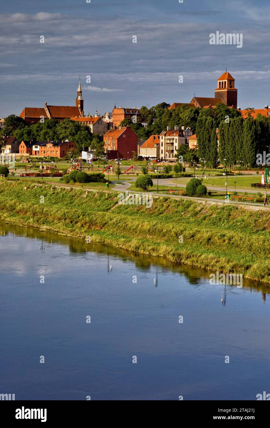 Old Town part of Tczew seen from Vistula bridge, Pomorskie, Poland Stock Photo