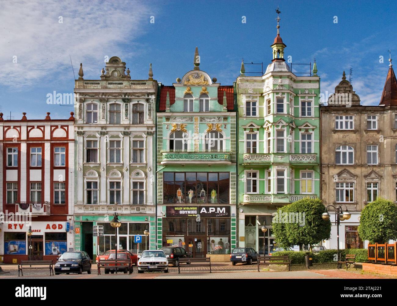 Art Nouveau houses at Hallera Square in Tczew, Pomorskie, Poland Stock Photo