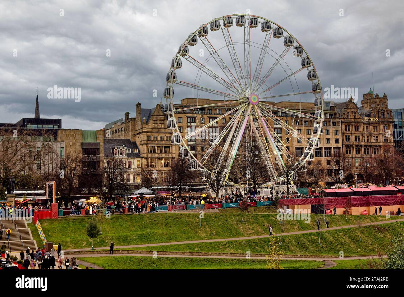 Edinburgh Scotland Christmas Fair or Market Princes Street stalls