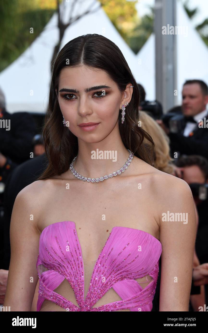 CANNES, FRANCE - MAY 28: Helena Gatsby attend the closing ceremony red carpet for the 75th annual Cannes film festival at Palais des Festivals on May Stock Photo