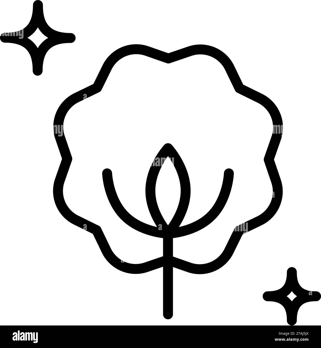 Cotton outline icon. Flower, plant, fiber. Fabric features concept