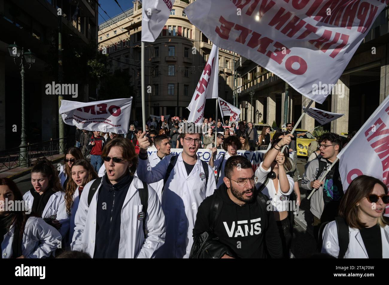 Striking hospital doctors shout slogans during a protest demanding ...