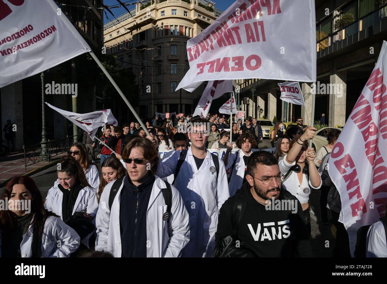 Striking hospital doctors shout slogans during a protest demanding ...