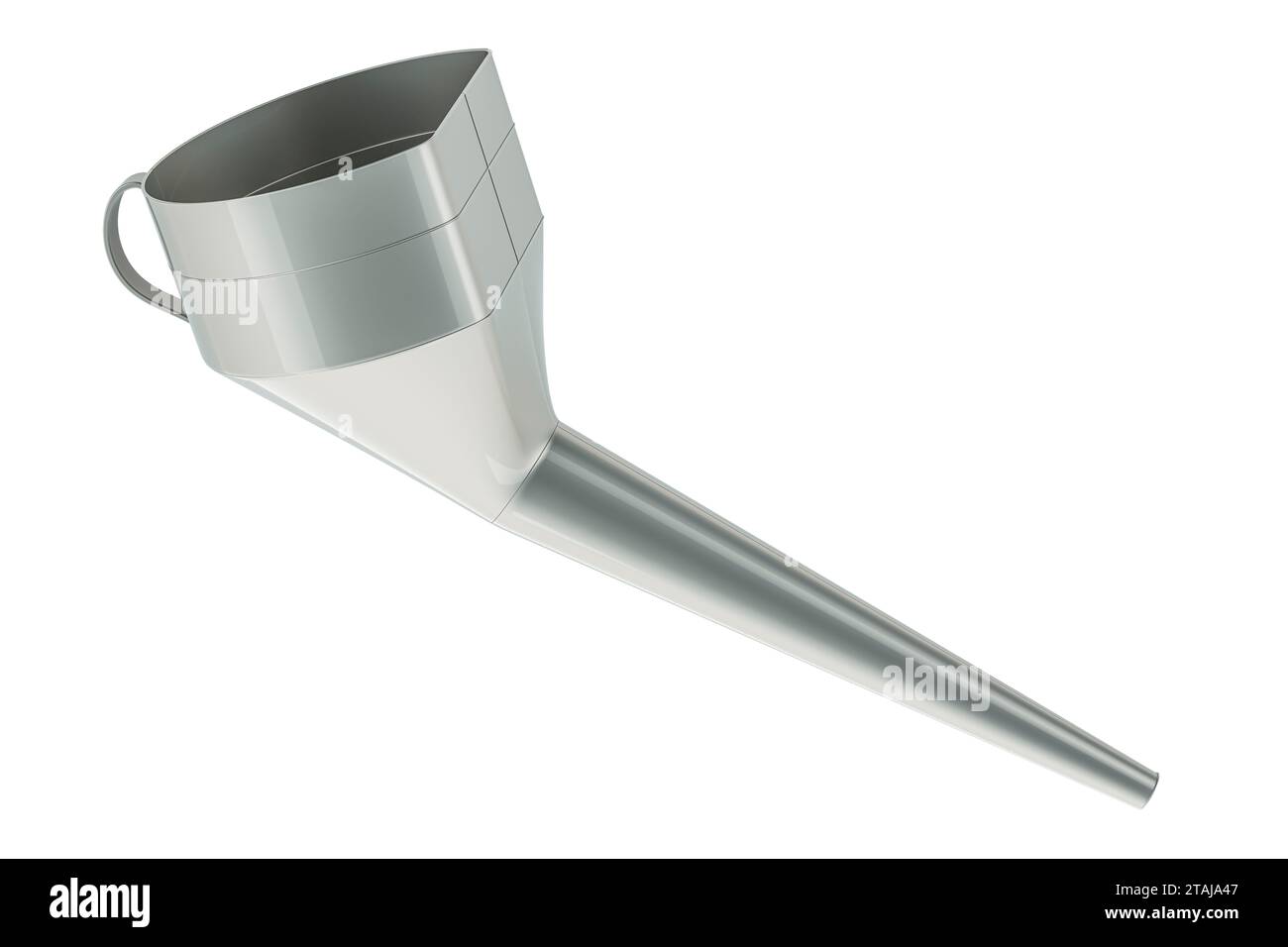 Metallic Oil Funnel with Nozzle Hose and Handle. 3D rendering isolated