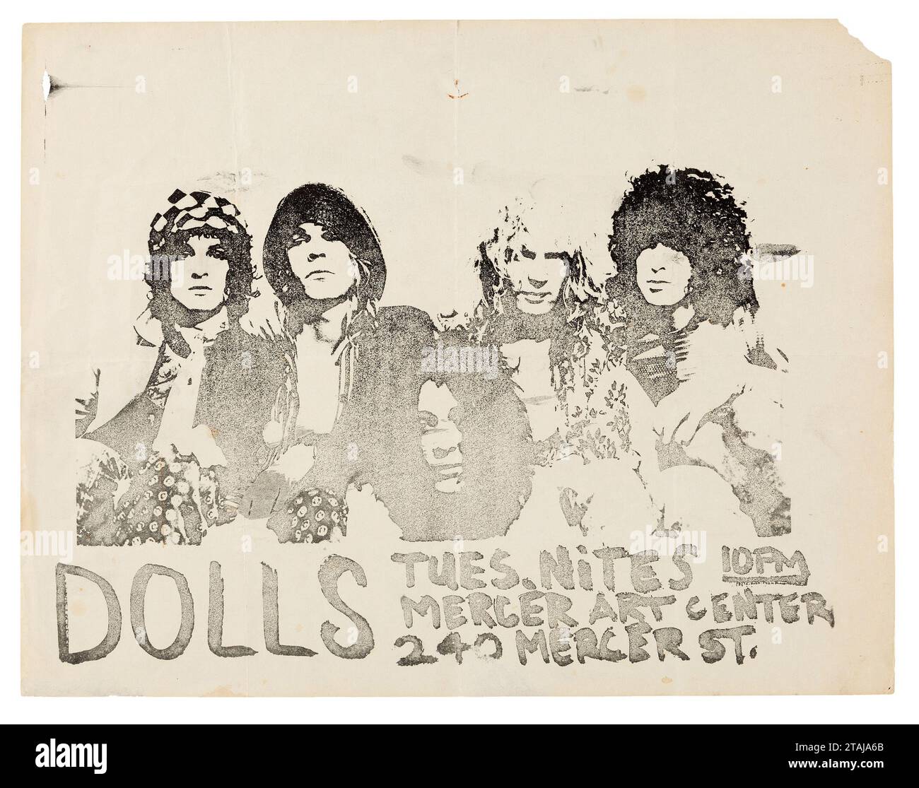 New York Dolls Mercer Art Center Concert Handbill - flyer (c 1972) Stock Photo