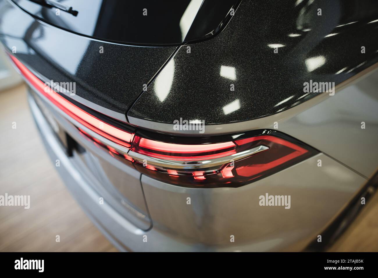 taillight of a two-tone car, gray and black Stock Photo