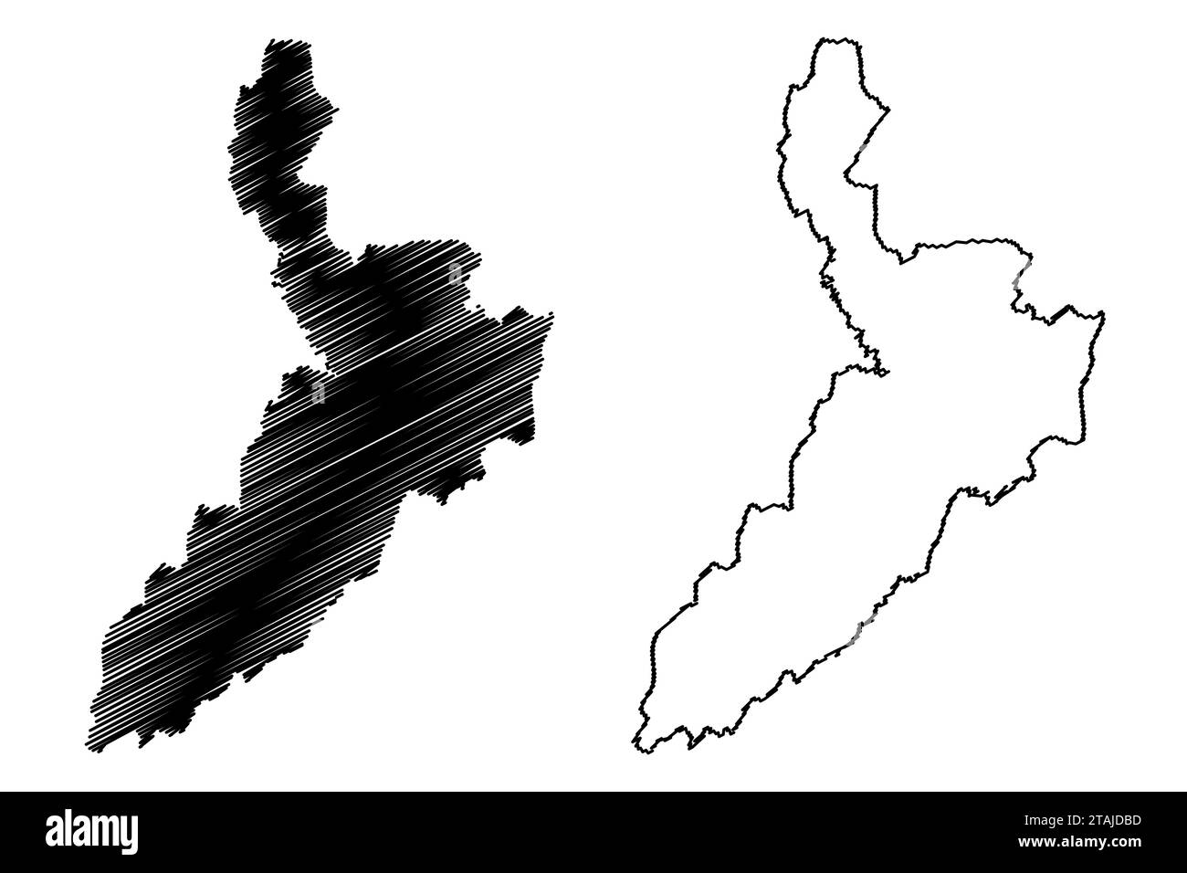 Jennersdorf district (Republic of Austria or Österreich, Burgenland state) map vector illustration, scribble sketch Bezirk Jennersdorf map Stock Vector