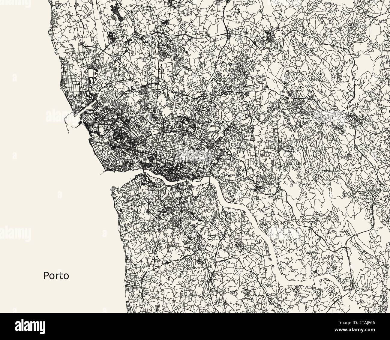 Vector city road map of porto portugal stock vector image art alamy