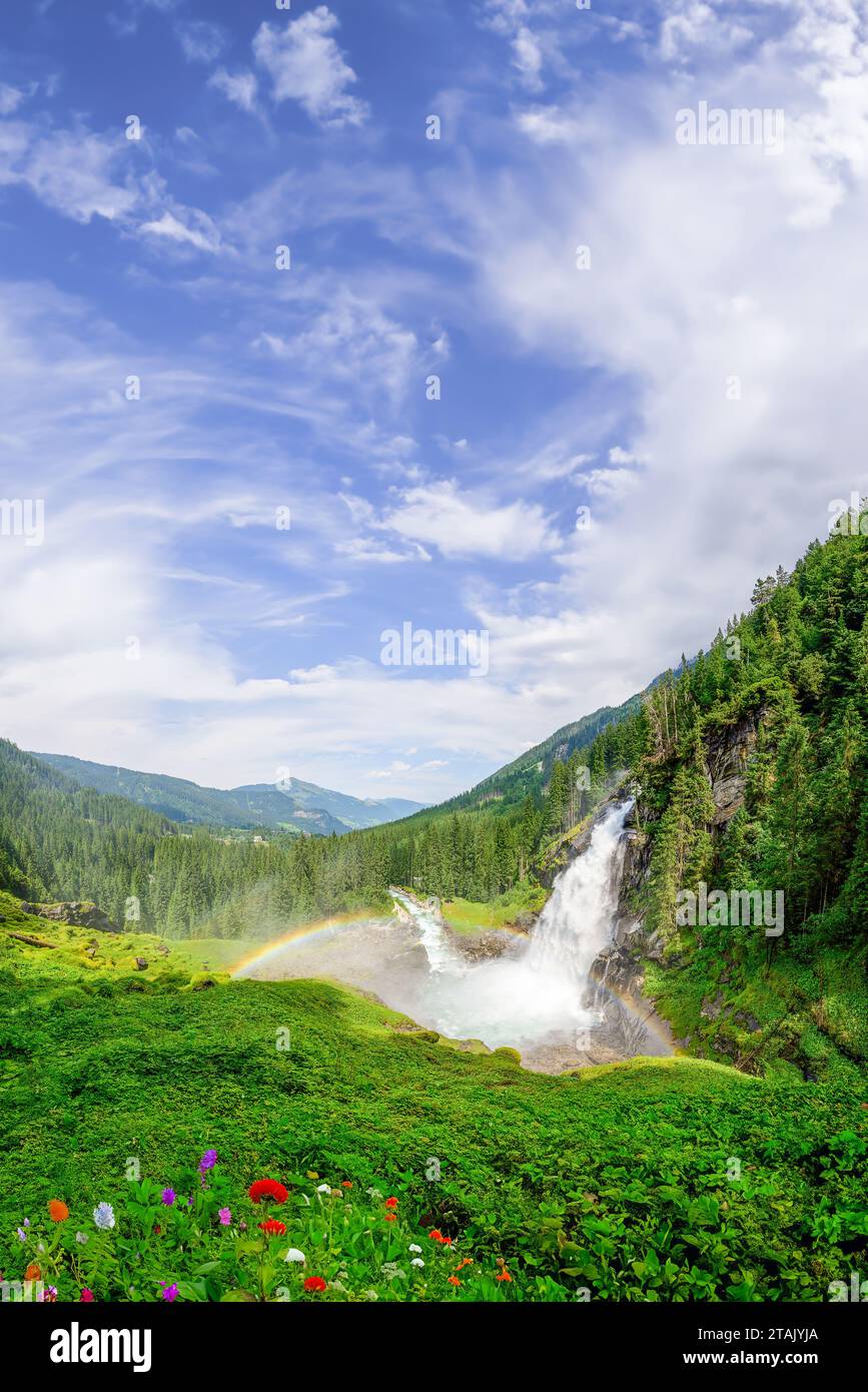 A view of Austria's highest waterfall 'Krimml'. Stock Photo