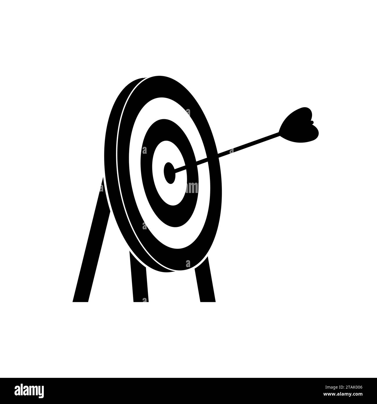 Arrow and target icon isolated on white background. Arrow hit the bullseye. Goal achieving idea. Business success and failure symbol. Efficiency Stock Vector