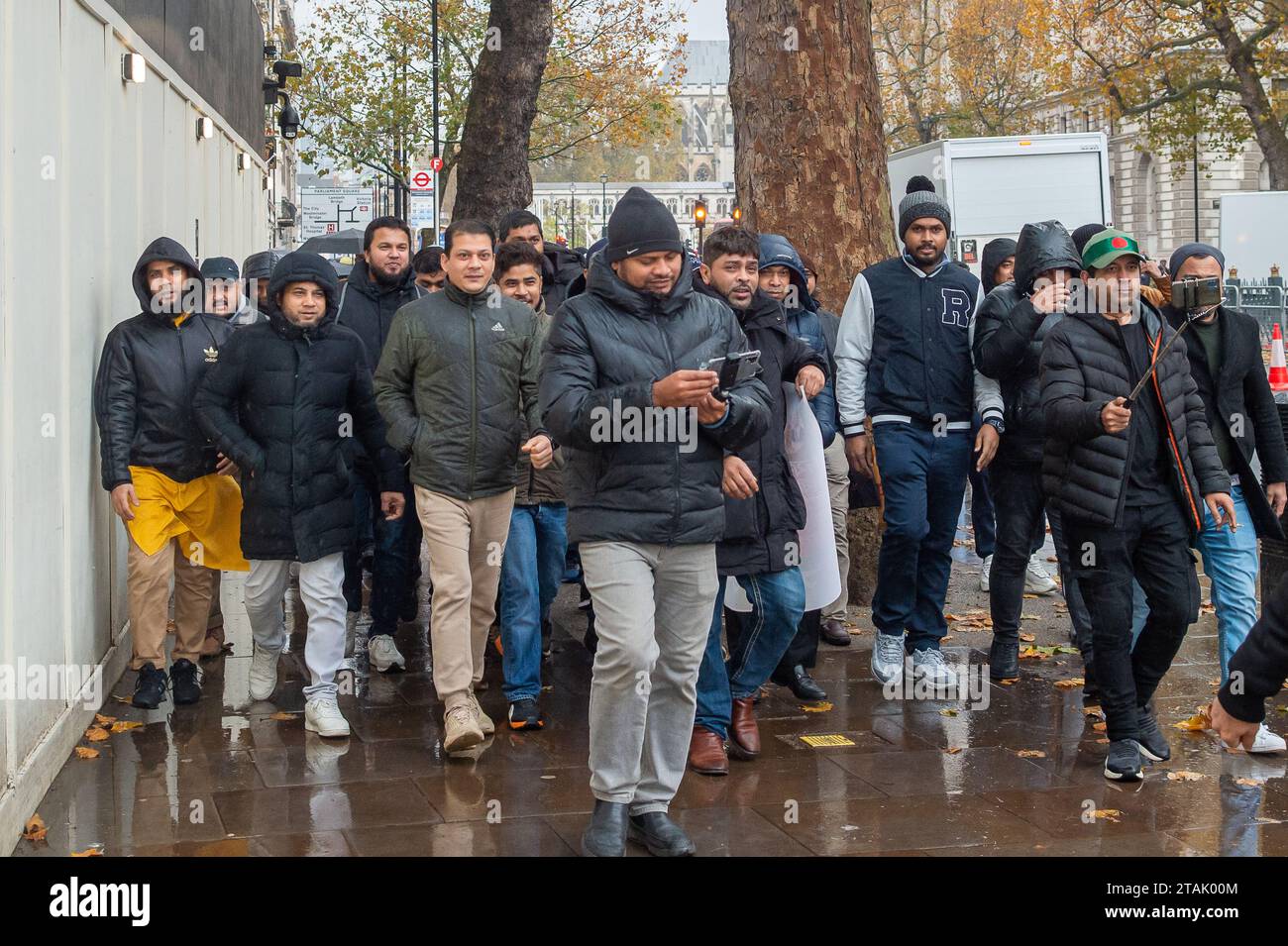 London, UK. 21st November, 2023. Men were protesting in Whitehall and opposite Downing Street today about the political situation in Bangladesh. The Bangladesh Nationalist Party plan to boycott the elections in January 2024 amid a deepening crisis for the country’s democracy. Credit: Maureen McLean/Alamy Stock Photo