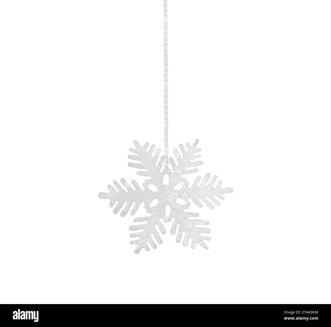 White snowflake on rope isolated on white background Stock Photo - Alamy