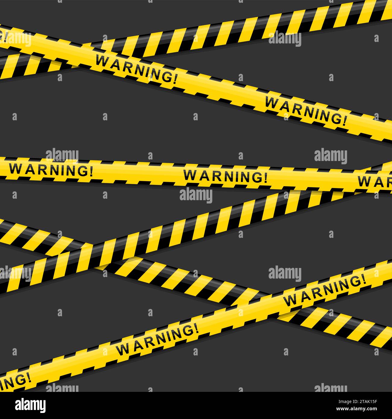 Yellow and black warning tapes with text warning isolated on white background. Police insulation line, signs of danger, do not cross, caution. Stock Vector