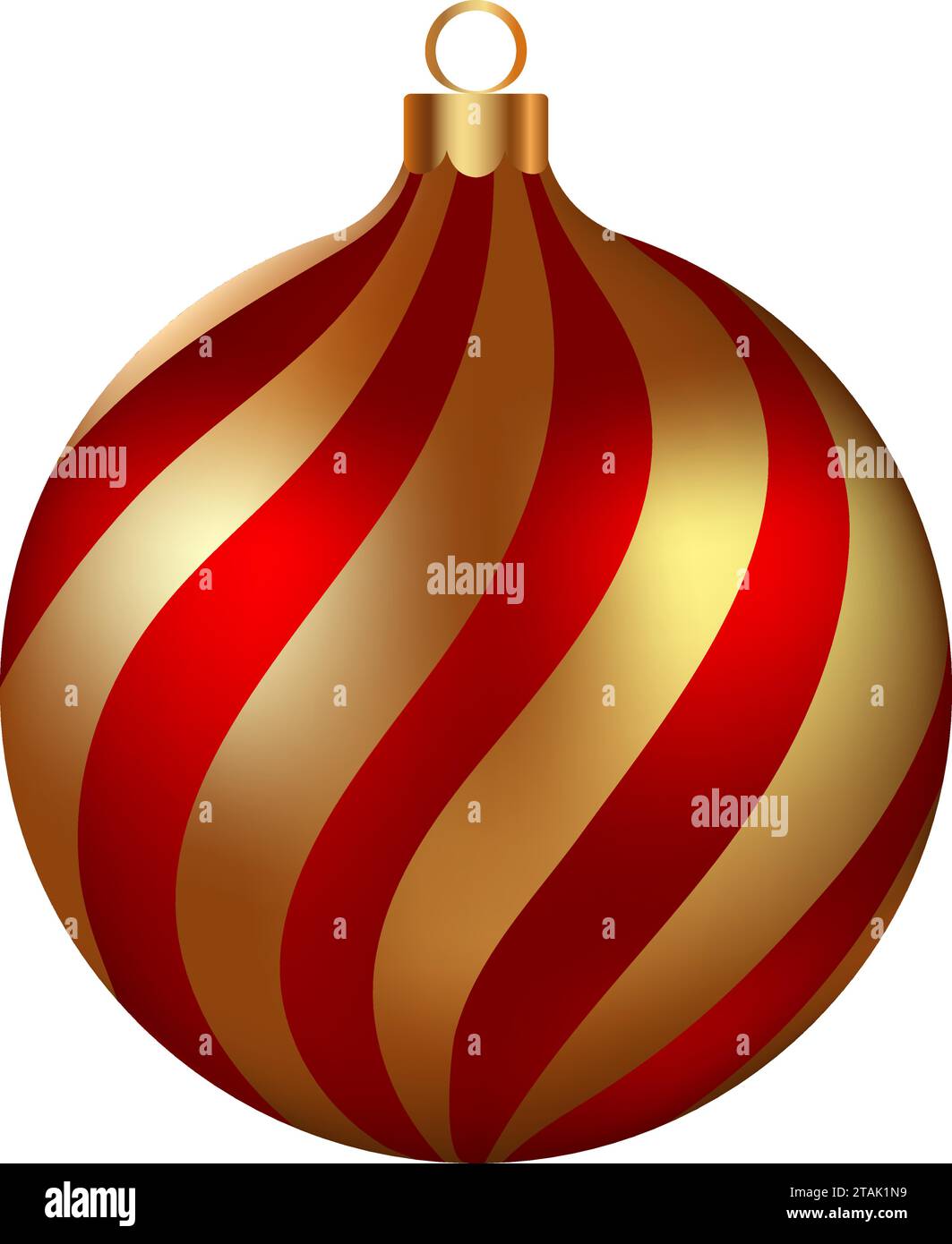Christmas decoration red glass ball with golden snowflakes ornate. Festive design element for the winter holidays, events, discounts, and sales. Vecto Stock Vector