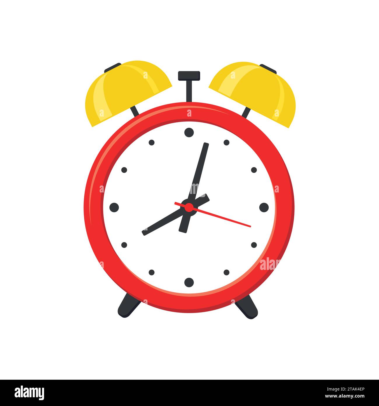 Alarm clock red isolated on white background in flat style. Vector ...