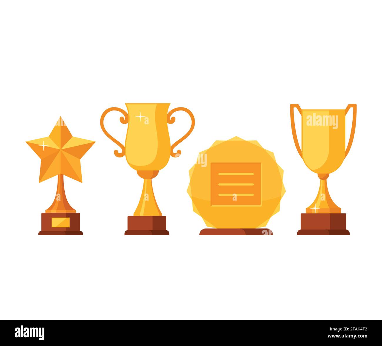 Set trophy winner award collection isolated on white background. Golden