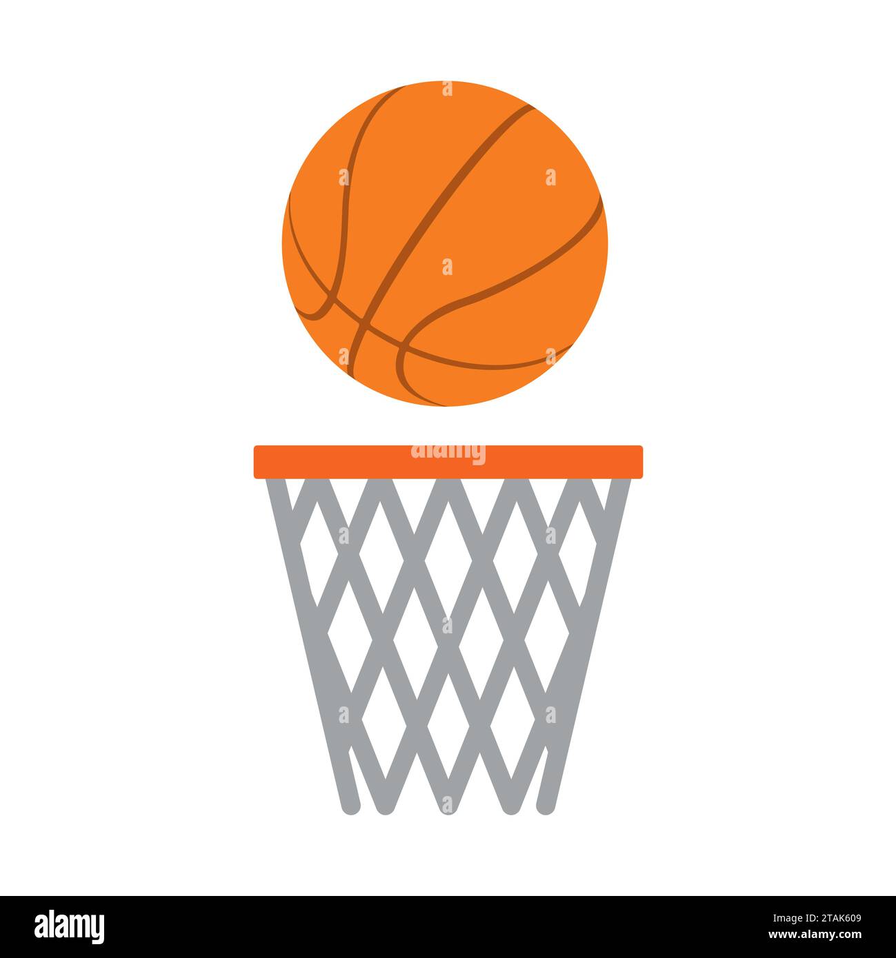 Basketball ball net in flat dasing style isolated on white background