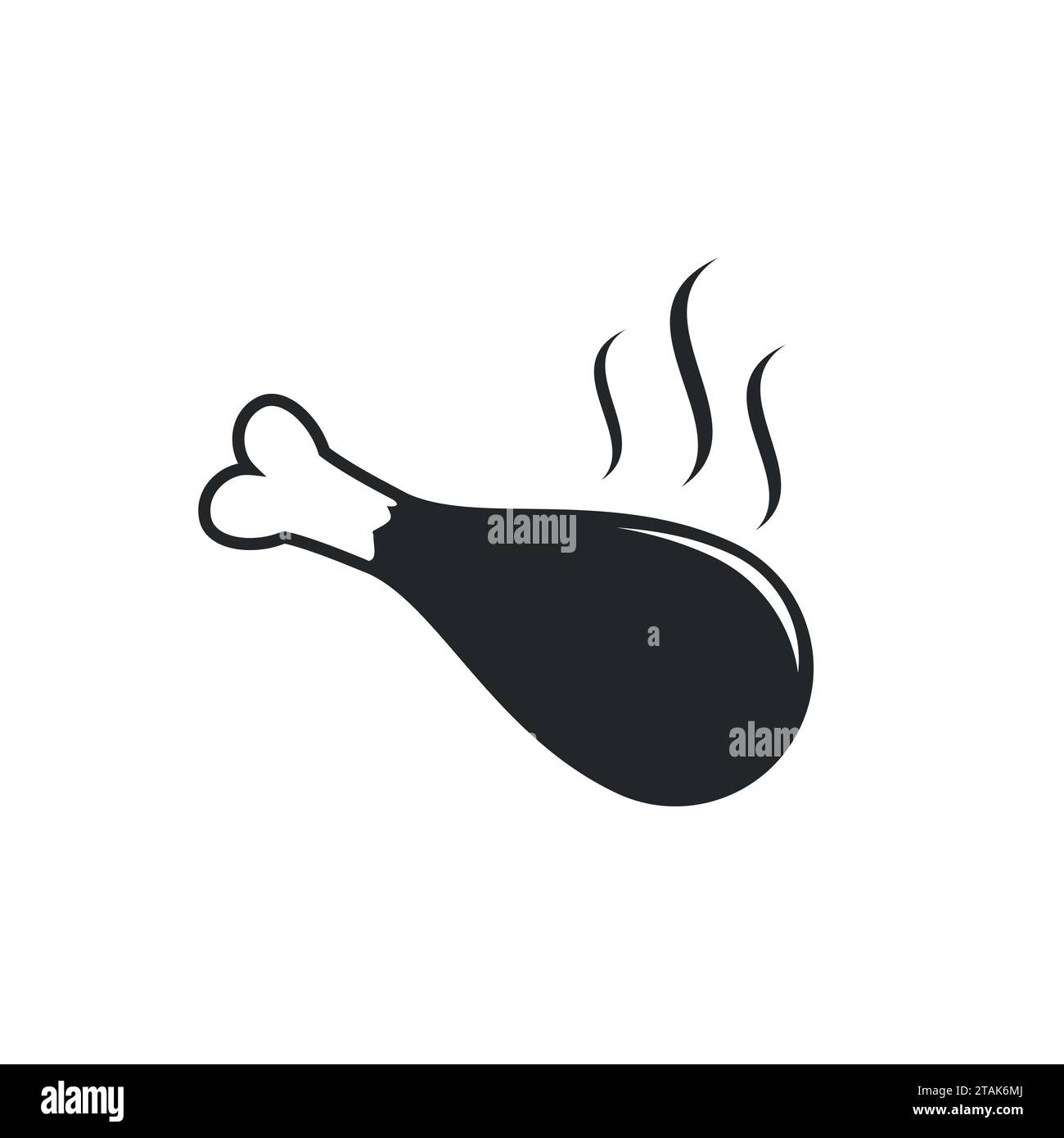 Chicken or turkey leg icon isolated on white background. Chicken thighs icon fried food vector in flat style. Drumstick Stock Vector