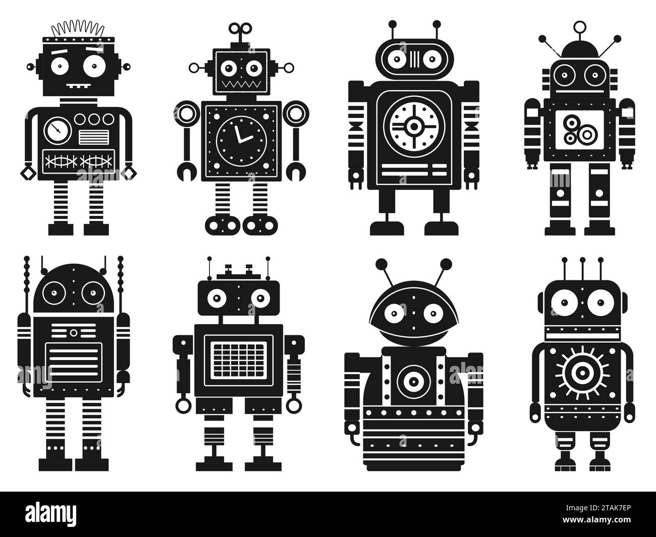 Retro Robots and Space Mechanical Toys Set Stock Vector Image & Art - Alamy